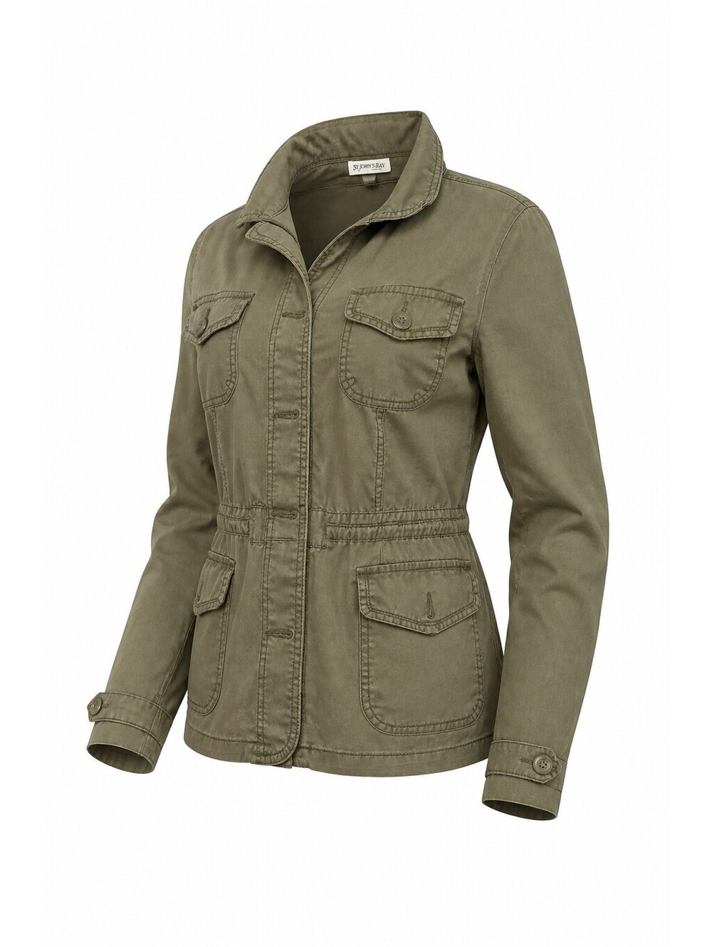 St. John's Bay Women's XL Utility Jacket in Olive Green